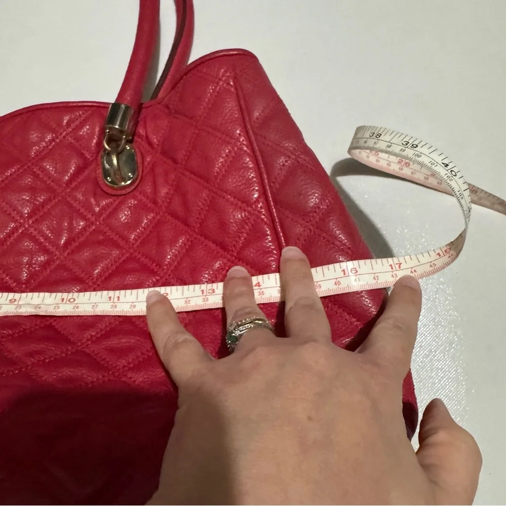 Cole Haan Red‎ Quilted Leather Satchel Bag Purse Classic Designer Old Money